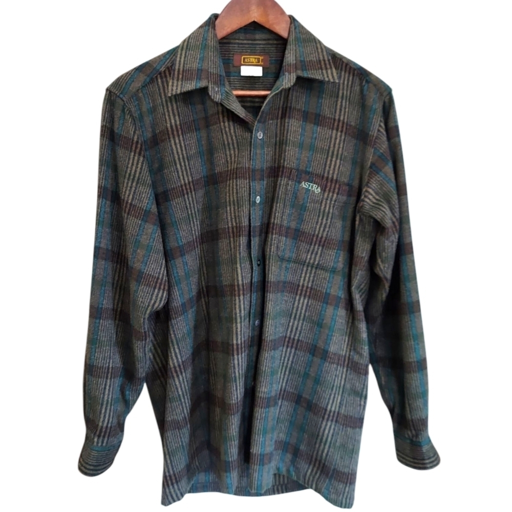 Astra Wool Blend Plaid Button-Down Long Sleeve Shirt